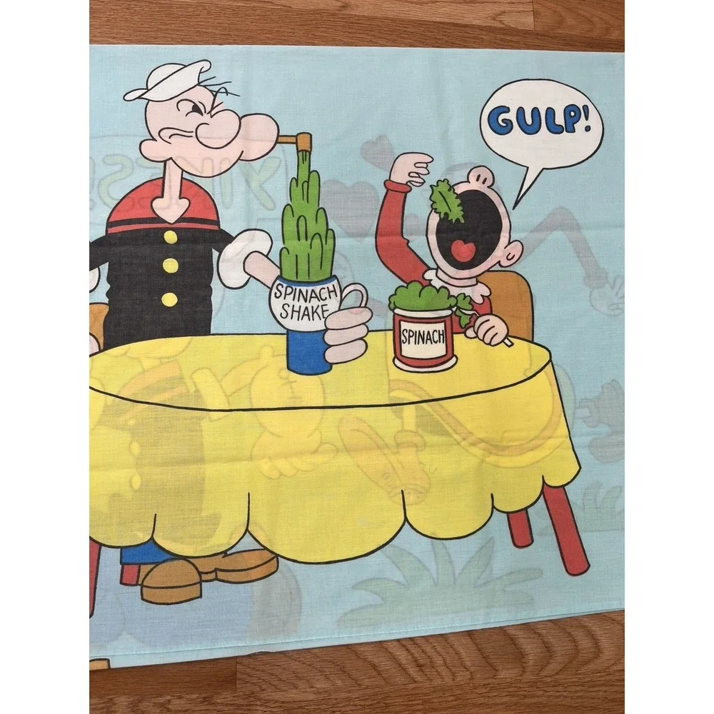 Vintage Pillowcase with Popeye, Olive Oyl & Sweet‎ Pea - Double Sided